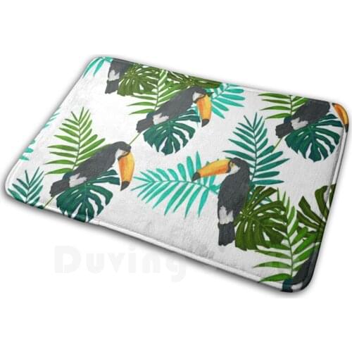 Tucan Bird Birds Pattern Patterned Trend Mat Rug Carpet Anti-Slip Floor Mats Bedroom Hipster Trend Coloured Flower Plant Ladies
