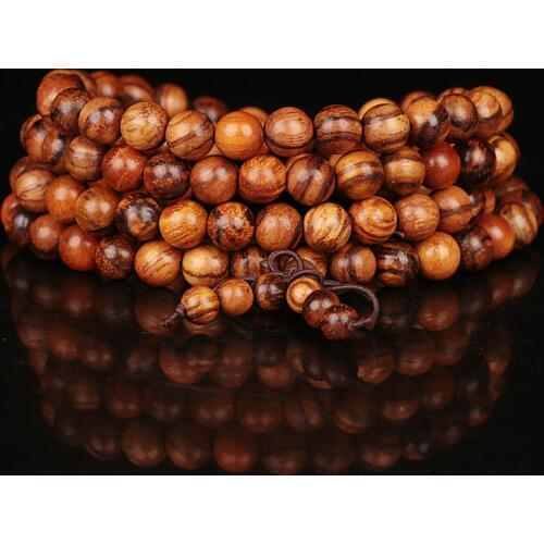 Vintage 6mm 8mm 108 Beads Natural Teak Sandalwood Buddhist Wood Bracelets Meditation Prayer Bead Mala Bracelet Women Men Jewelry