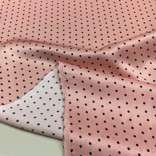 Wave dot printing new rose foundation black stretch digital printing fabric natural mulberry silk high fashion textile fabric
