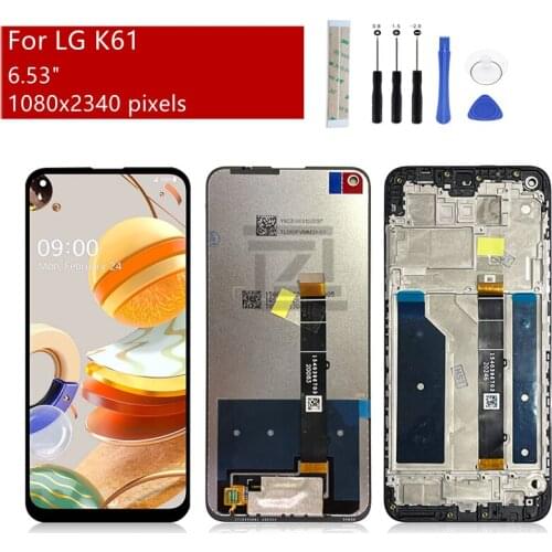 For LG K61 LCD Display Touch Screen Digitizer Assembly With Frame For LG K61 LMQ630EAW LM-Q630 Screen Replacement Repair Parts