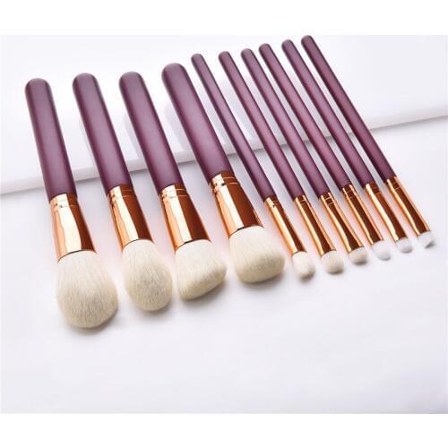 10pcs/set Makeup Brushes Set Claret Red Handle Blush Foundation Concealer Eyeshadow Applicator Flame Micro Make up Brush T10170