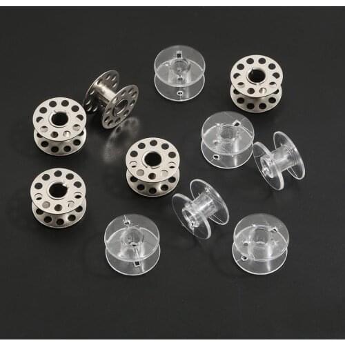 10pcs Iron Metal Bobbins Spool Sewing Craft Tools Transparent Plastic Empty Sewing Machine Bobbins Spool for Brother Singer