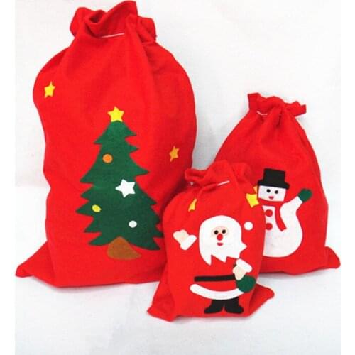 Ferimo 10pcs Christmas gift bag Santa bag non-woven gift bag hand-plastered promotional gifts