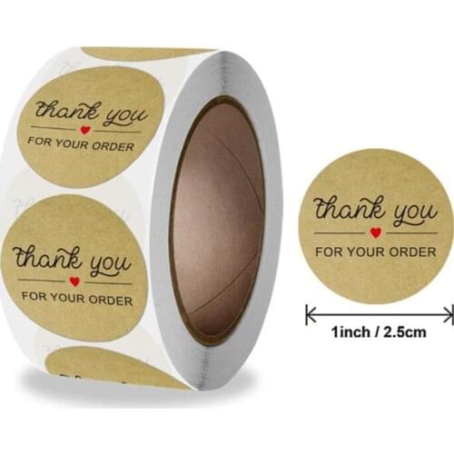 100PCS Simple Red Love Thank You Stickers Decoration Labels Kraft Paper Scrapbook Sealing Sticky Sticker Stationery Supplies