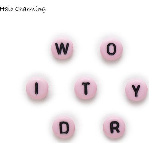 100 Piece Mixed Pink Round Alphabets 'A-Z' Acrylic Spacer Women Children DIY Bracelet Necklace Jewelry Making Letter Beads 7mm