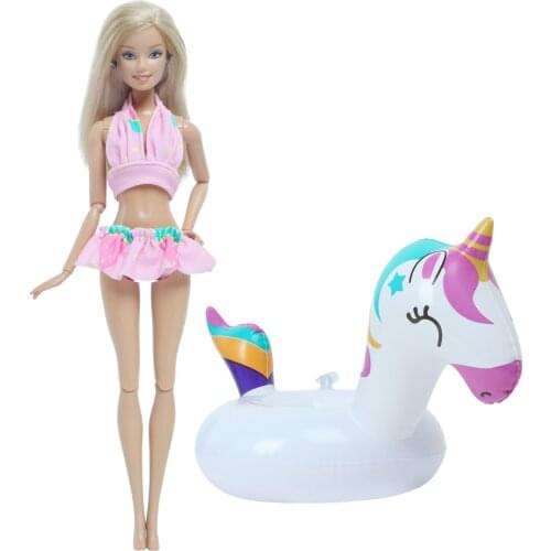 2 Set/Lot 1x Cute Fruit Swimwear Flexible Bikini Pool Party Swimsuit + 1x Swim Ring Accessories Clothes for 12 inch Doll Toy