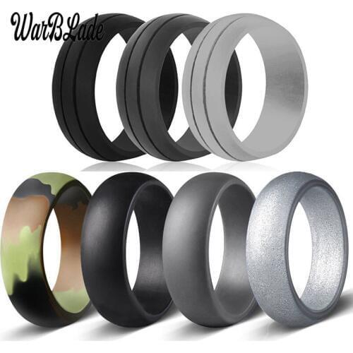 7pcs/set 6-12 Size Hypoallergenic Crossfit Flexible 8mm Silicone Finger Ring Rubber Rings For Men Women Wedding Rings Jewelry