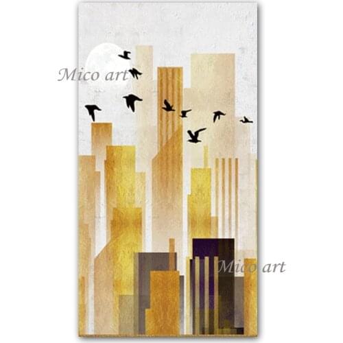 Abstract City Art Wall Canvas Picture Hand-painted New Design City Building Oil Painting Artwork Unframed Pieces For Living Room