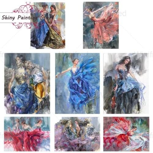 5D DIY Diamond Painting Dancing Girl Abstract Oil Painting Wall Art Full Drill Diamond Embroidery Mosaic Elegance Woman Picture