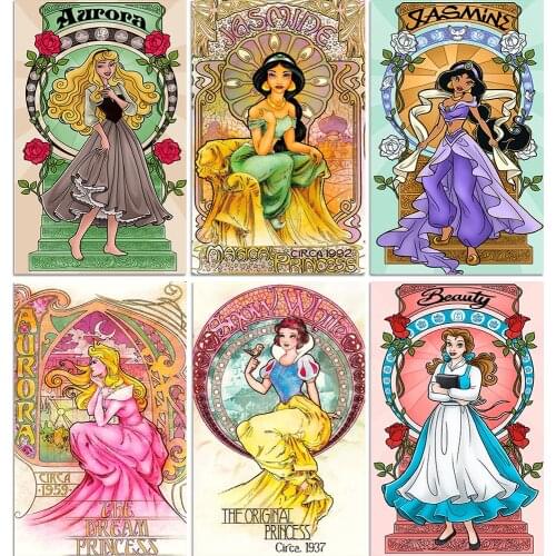 Disney Diy Diamond Painting Princess Beautiful Girl Square/Round Diamond Embroidered Mosaic Home Decoration Gift New Product