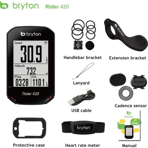Bryton Rider 420 Wireless GPS GNSS/ANT + Bluetooth Global Speed Cadence Heart Rate Electric Bike Waterproof Bike Computer