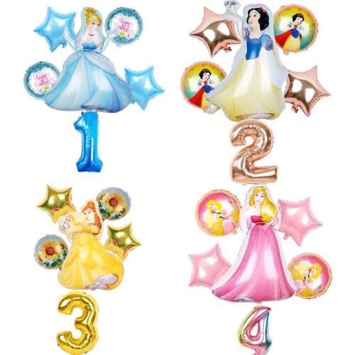 Large Princess Cinderella Snow White Foil Balloons Birthday Party Decorations Kids Air Aluminum Ballon Baby Shower Girl Toys