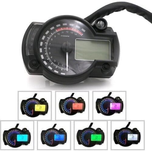 7 color display Motorcycle Digital Speedometer LCD Gauge Speedometer Tachometer Odometer Instrument Adjustable r25