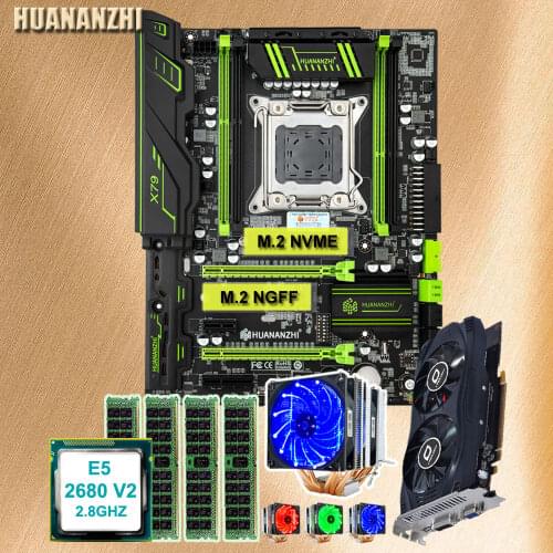 Brand motherboard on sale HUANANZHI X79 motherboard with DUAL M.2 slot video card GTX750Ti 2G CPU Xeon E5 2680 V2 RAM 32G
