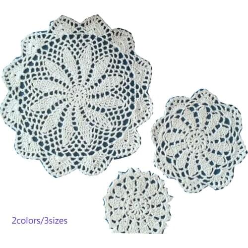 Lace cotton Handmade place table mat pad cloth crochet trivet placemat cup coaster mug holder drink doily kitchen wedding decor