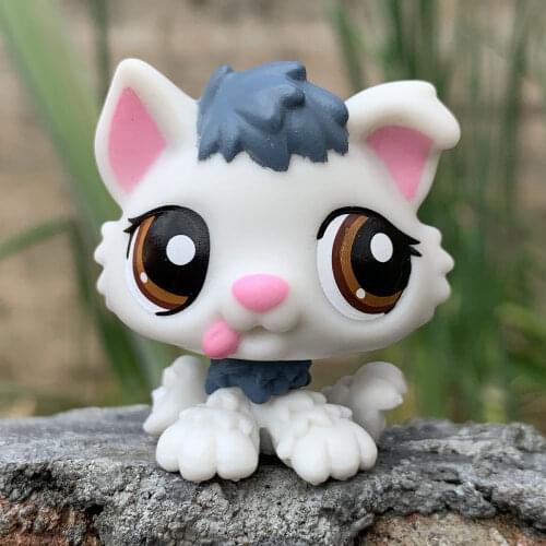 LPS CAT Rare animal pet shop toys puppy dog toys #2439 white dog with yellow eyes