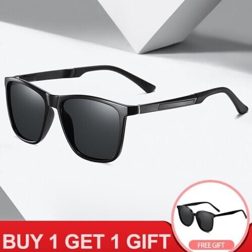 Metal Sunglasses Men Suqare Polarized Alloy Frame Cool Driving Shades UV400 High Quality Black Sun Glasses With Free Box