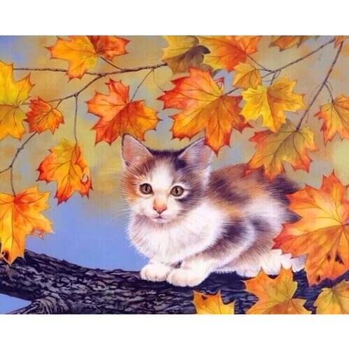 DIY Digital Painting By Numbers maple kitten oil painting mural Kits Coloring Wall Art Picture Gift frameless