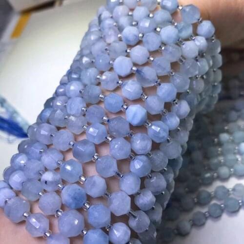 Natural grade A Aquamarine faceted spacer loose beads DIY for jewelry making bracelet necklace perles semi precious design