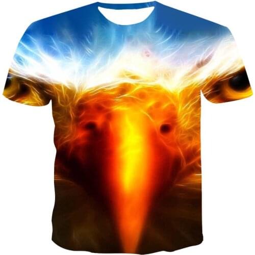 New mens animal T-shirt fashion new summer mens short-sleeved T-shirt casual 3D bird pattern printing breathable T-shirt for m