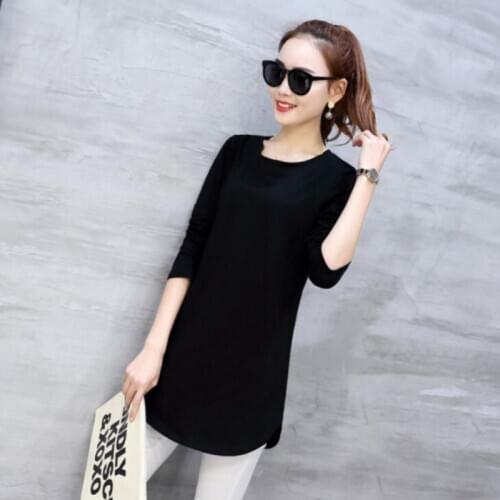 Spring Autumn New T Shirt Fashioin Slim Round Collar Long Sleeve Tshirt Casual Solid Color T-Shirt Tops Women Tees