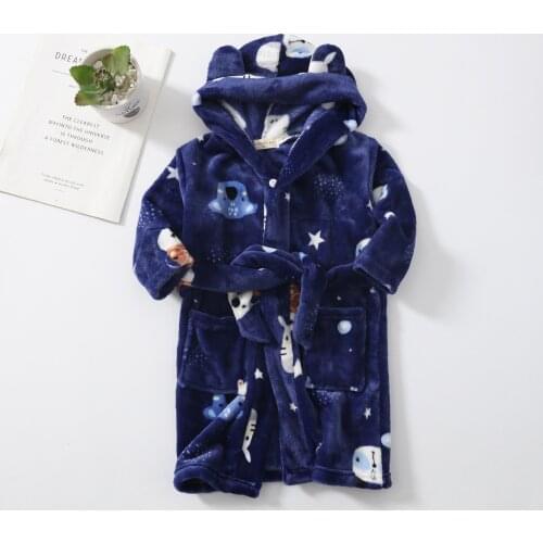 Toddler Girls Sleepwear Childrens Bathrobes Flannel Pajamas Robes Animal Cartoon Home Wear Night Gowns Kids Boys Dressing Gown