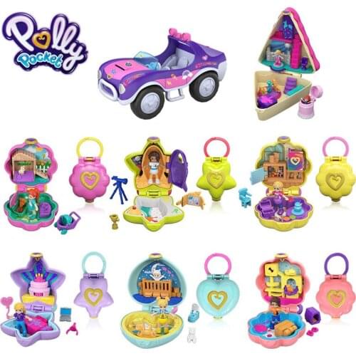 Original Mattel Polly Pocket World Mini Treasure Doll House Accessories Girls toys Dolls Christmas Gifts Girls Home Toys