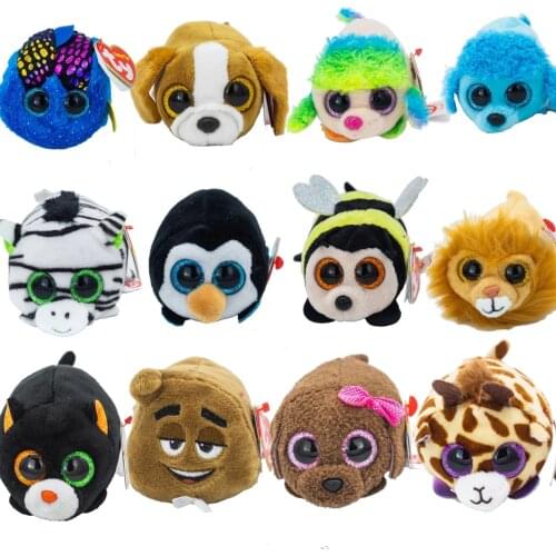 Ty 10cm Big Eyes Plush Doll Mobile Phone Wipe Pugunicorn Owl Dolphin Collection Boy Girl Birthday Christmas Gift