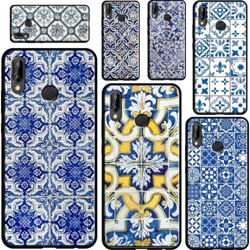 Portuguese Glazed Tiles For Huawei Nova 5T Mate 20 Lite P Smart 2019 2021 Case For Huawei P30 P40 Lite P10 P20 Pro