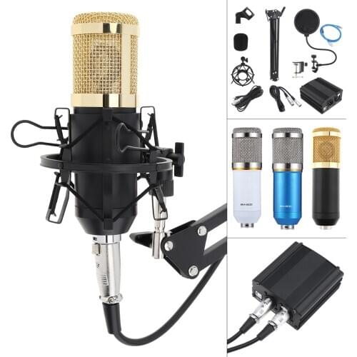 Professional Condenser Microphone Live Microphone with USB Phantom Power Microphone Suit Kits for Computer / Recording