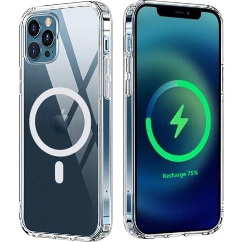 Clear Phone Case For iPhone 12 Pro Max 12 Mini Cases Support For Mag Wireless Charging Safe Luxury Transparent Back Full Cover