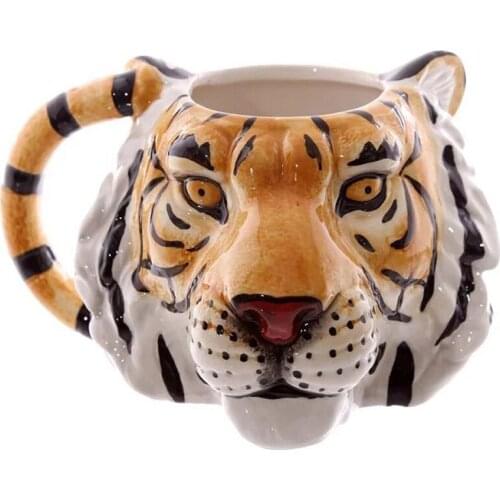 Realistic Pet Dog Lion Leopard Tiger Head Ceramic Cup Painted Ceramic Water Cup Three-dimensional Dog Head Cup 3d Coffee Cup