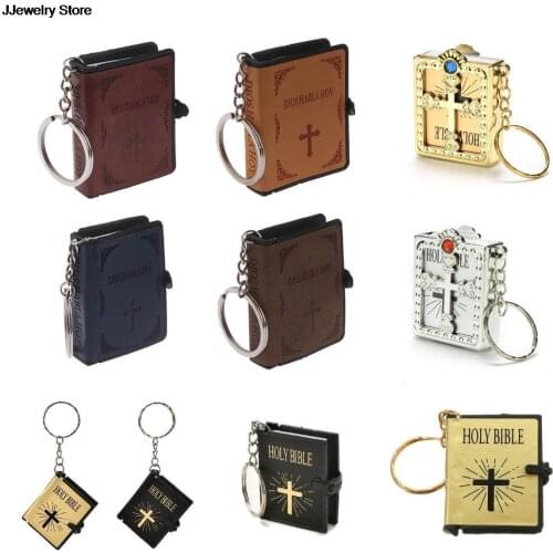 Special Mini Holy Bible Keychain English Religious Miniature Paper Spiritual Christian Jesus Cover Keyring Gift
