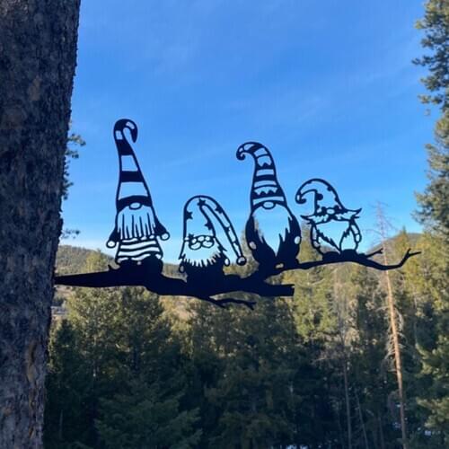 Steel Branch Gnomes Decoration Cute Hollowed Out Steel Garden Gnomes Statue Steel Silhouette for Home Decor SAL99