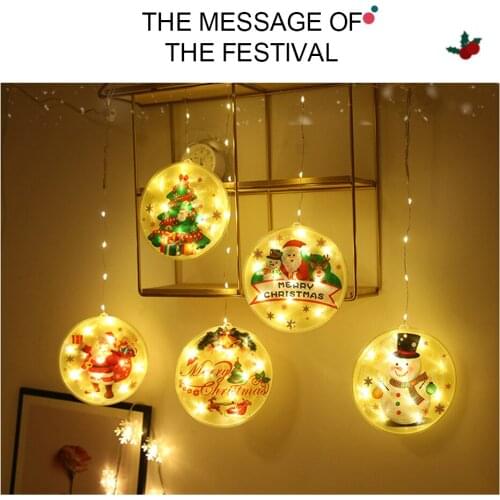 LED Christmas Star Snowflake Deer Bells Tree Garland Lights Fairy Curtain Light For New Year Party Wedding Holiday Decor