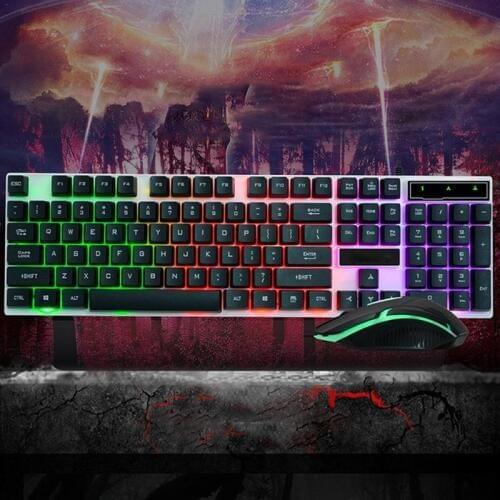 Waterproof Wired USB PC Gamer Suspension Mechanical Feel Keyboard And Mouse Set Photoelectric Laptop Computer Backlit Keyboard