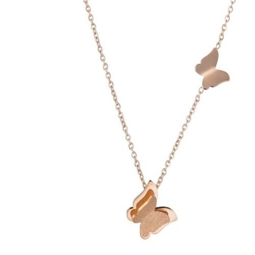 Explosive exquisite butterfly stainless steel pendant short ladies necklace jewelry