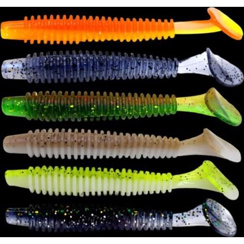 WALK FISH 12PCS/Lot Impact Ring Shad Fishing Lure Soft 50mm 60mm 75mm Plastics Baits Swimbait Jigging Lure Artificial Baits