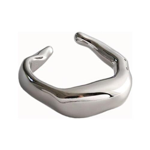 ZEMIOR S925 Sterling Silver Small Sense Irregular Smooth Opening Texture Design Rings For Women Fashion Jewelry Best Selling