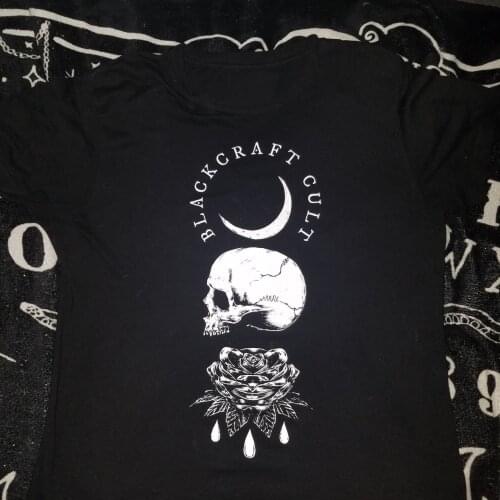 Gothic skull Blackcraft cult T-shirt funny women 100% Cotton tumblr casual graphic grunge quote Fashion unisex tee top tshirt