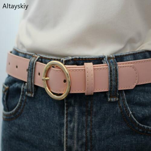 Belts Women Ladies Elegant Lovely Round Classic Buckle Solid Sweet All-match High-quality Simple Womens Female 2020 Girls Chic