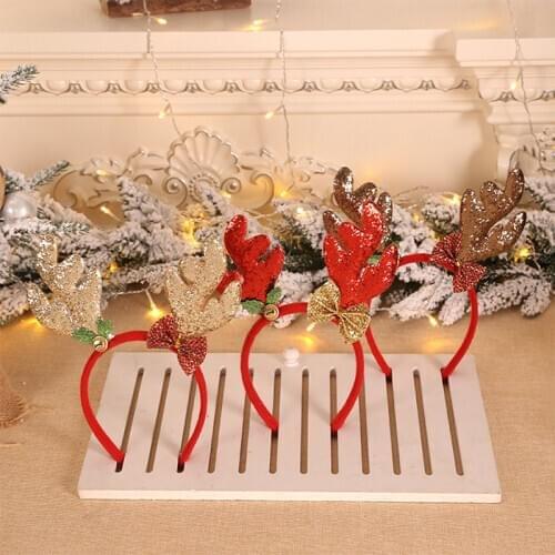 1PC Christmas Elk Antlers Headbands 3Colors Deer Headband Kids Adult Headwear Party Photo Props Reindeer Ornaments Decorations