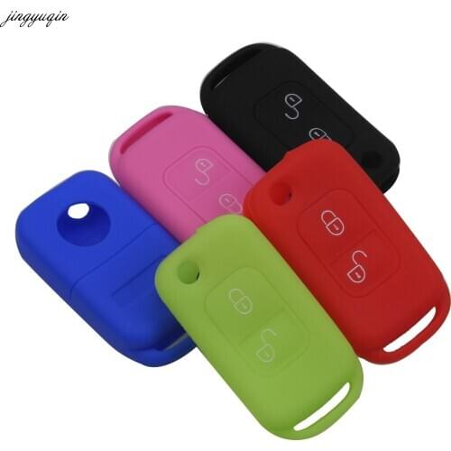 Jingyuqin 10pcs 2 buttons Silicone Flip Folding Car Key Case For Mercedes Benz E113 A C E S W168 W202 W203 Protector Cover