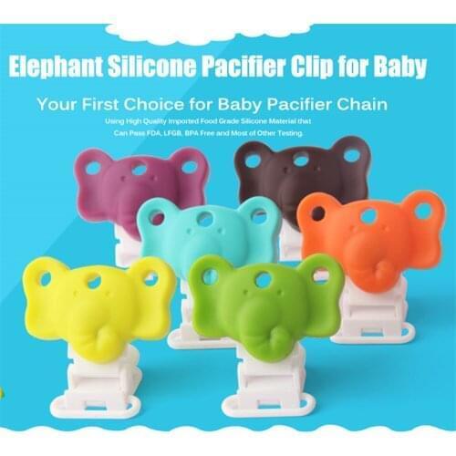 20PCS BPA Free Silicone Elephant Baby Pacifier Dummy Teether Chain Holder Clips Soother Nursing Accessory Clips Food Grade