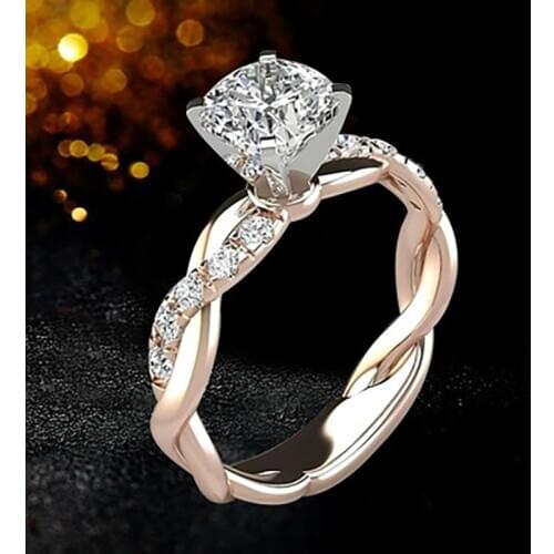 2020 Rose Gold/Gold/Silver Color Trendy White Zircon Wedding Spiral Cross Rings For Women Men Engagement Jewelry Promise Gifts