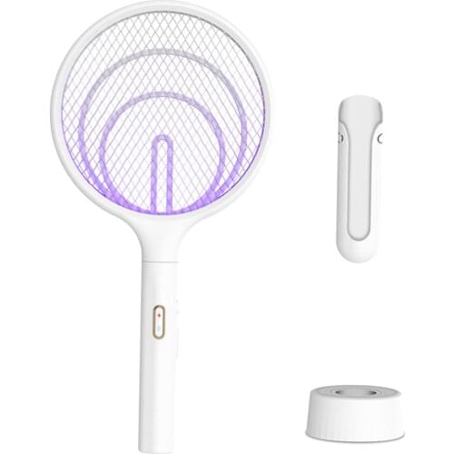 3 In 1 Home Electric Mosquito Swatter Fly Swatter Bug Zapper USB Rechargeable White