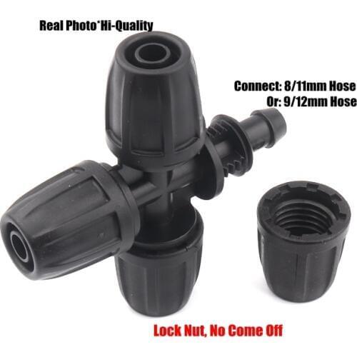 30pcs 8/11 9/12mm Garden Hose Cross Connectors Gardening Watering Pipe 4-Way Splitters Drip Irrigation System Lock Nut Connector