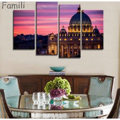 4Pcs/set Beautiful landscape In Italy Modern For Home Decor Paintings on Canvas Wall Art for Home Decorations Wall Decor Artwork