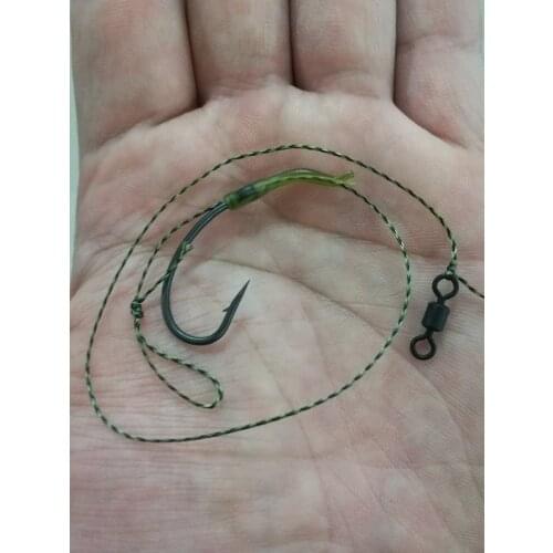 5 x Carp Fishing Boilie Rigs-25 LB Line-Curve Shank T Micro Barbed Hooks-Teflon (PTFE) Coated -Non Coated HookLink for Fishings