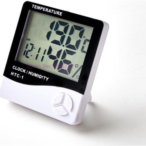 50pcs Eyelash LCD Digital Temperature Humidity Meter With Clock HTC-1 Grafted Eyelashes Extension Hygrometer Weather Station